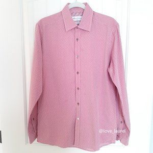 Robert Graham Tailored Fit Shirt Diamond Pattern Pink Size 41 Neck 16